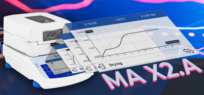 Grafy v analyzátorech vlhkosti MA.X2